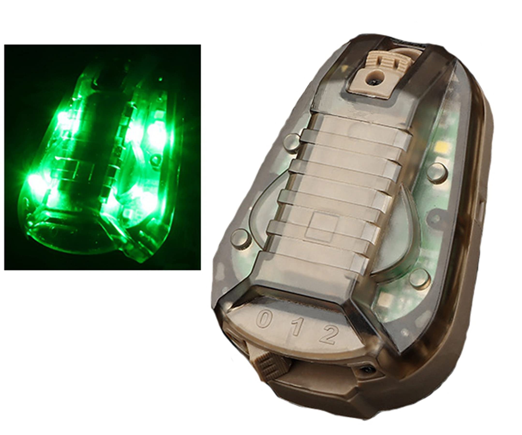 Tactical Helmet Light, Waterproof Airsoft Helmet Green Red Strobe Signal Lights Lamp (Tan (OD Light))