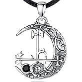 Vito Wiccan and Greek Goddess Necklace for Women Men, 925 Sterling Silver Lilith/Triple Moon/Earth Mother/Chaos Star/Witches Knot/Nyx Goddsess Pendant, Witchcraft Withc Jewelry Gift, 20"/24"