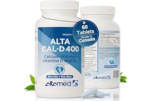 Altamed Alta Cal D 400 Calcium Vitamin D Tablets – Daily Bone Strength and Teeth Support Supplement for Men and Women – for B