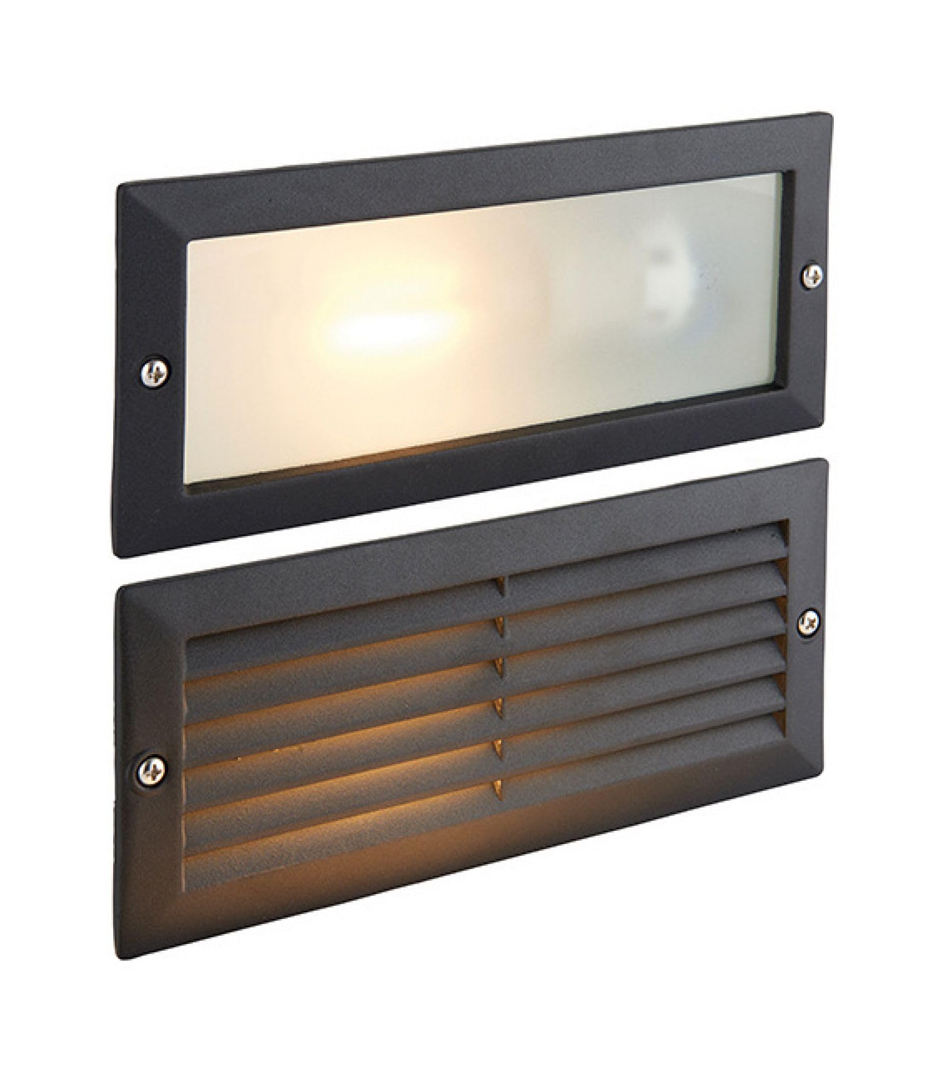 Saxby Eco 40W Black Die Cast Aluminium Plain & Louvre Outdoor IP44 Garden Recessed Wall Brick Light