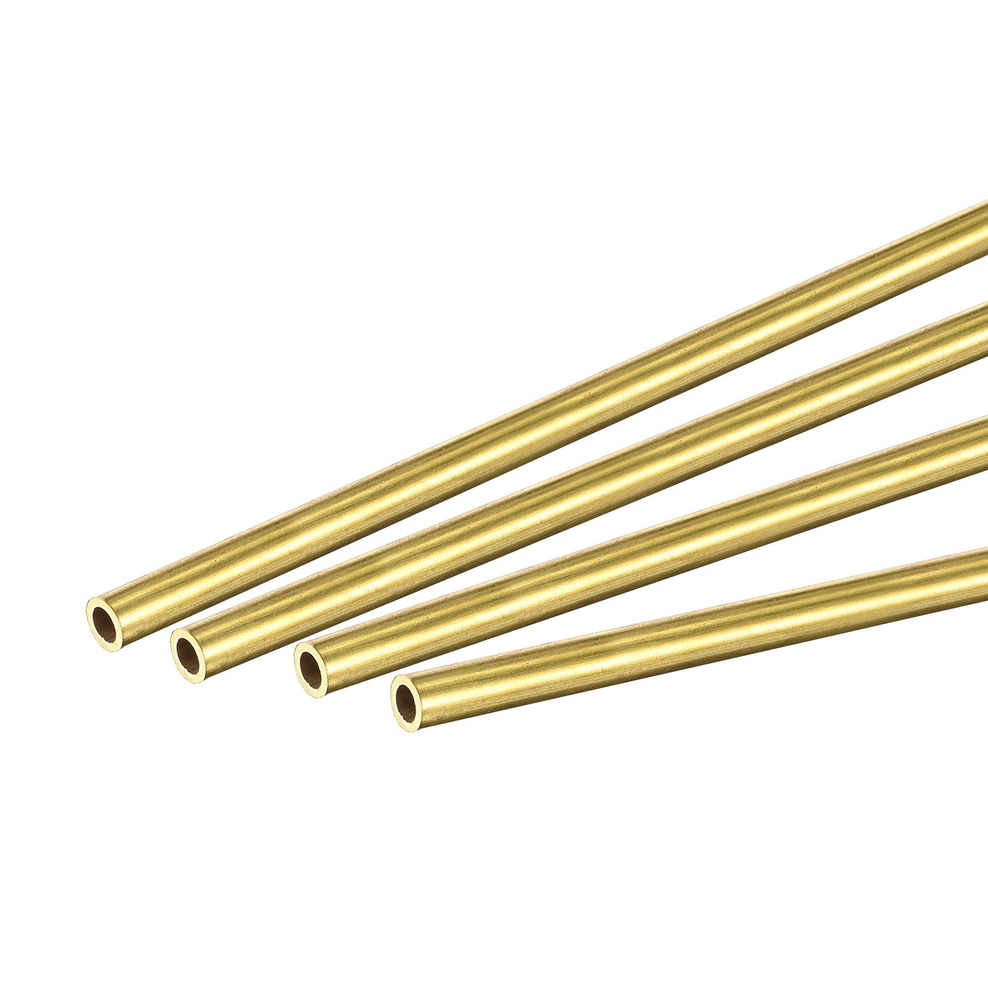 sourcing map Brass Round Tube 3.5mm OD 0.5mm Wall Thickness 300mm Length Pipe Tubing 4 Pcs