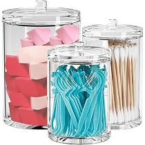 2 PACK Acrylic Qtip Holder Dispenser For Cotton Swabs, Balls, Pads