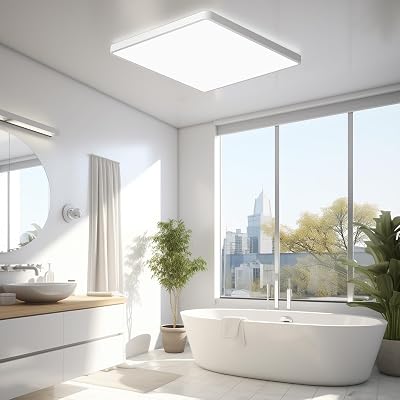 MLOQI 36W Ceiling Light 5000K Daylight White IP44 Thin Square LED Fixture