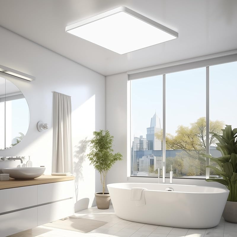 MLOQI 36W Ceiling Light 5000K Daylight White IP44 Thin Square LED Fixture