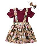 Baby Girls Solid Ruffle Romper + Suspender Floral