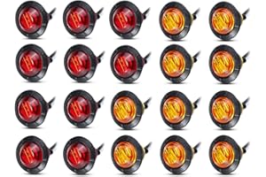 MADCATZ Meerkatt 3/4 Inch Side Marker Light 3 LED For Truck Boat Trailer Mini Round Mix 10 Amber 10 Red 12V DC Pack of 20.