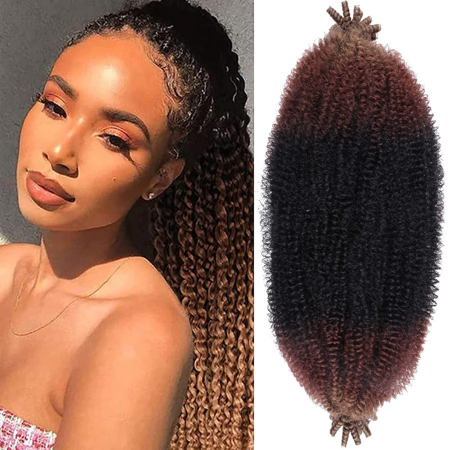 Xtrend 8 Packs 20 Inch Soft Bouncy Afro Twist Hair Pre Separated Spring Twist Hair for Faux Curls Natural Marley Twist Crochet Hair Synthetic Hair Extensions 8 Strands/Pack — image 1