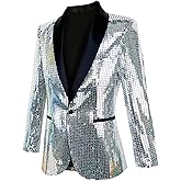 Nawgut Sequin Blazer Metallic Suit Disco Prom Shiny Jacket Wedding Party Banquet Fashion Tuxedo for Mens Adult