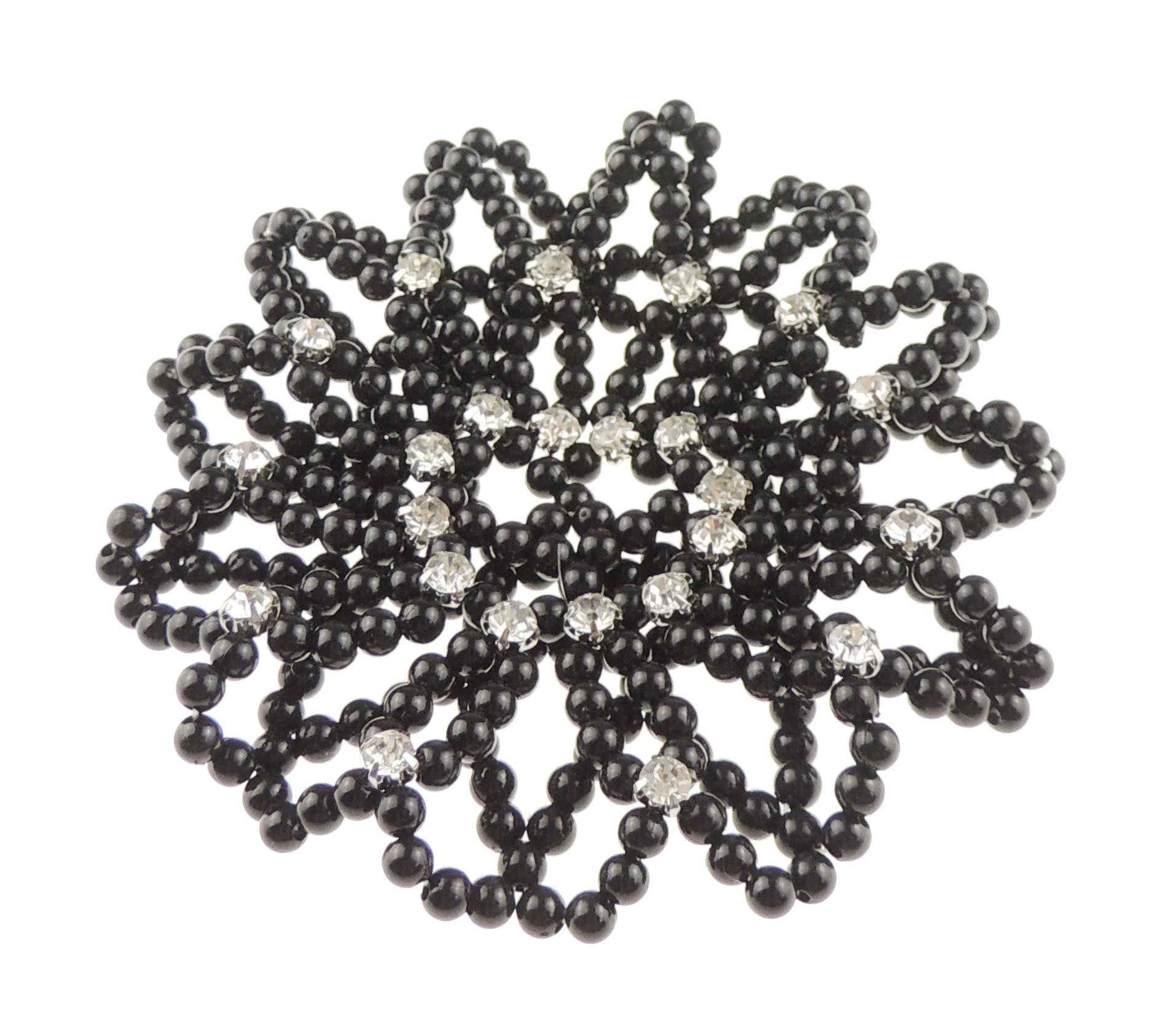 Womens Kids Children Girls Dance Ballerina Recital Ballet Crystal Rhinestone Diamante Princess Ballet Recital Dance Dressage Hair Jewelery Accessories Bun Snood Net Holder Faux Pearl (Black)