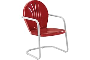 Crosley Furniture Griffith Outdoor Chair, Retro Metal Patio Chairs for Dining, Porch, Deck, Balcony, Red