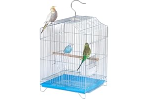Capuca Small Bird Travel Cage-Lightweight Small Birds Starter Kit with Birdcages and Accessories Great for Parakeets Lovebirds Parrotlets Finches Canaries Removable Plastic Tray Include