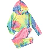 Arshiner Girl's 2 Piece Tie-dye Pullover Hooded Sweatshirt Set Sweatsuits and Sweatpants