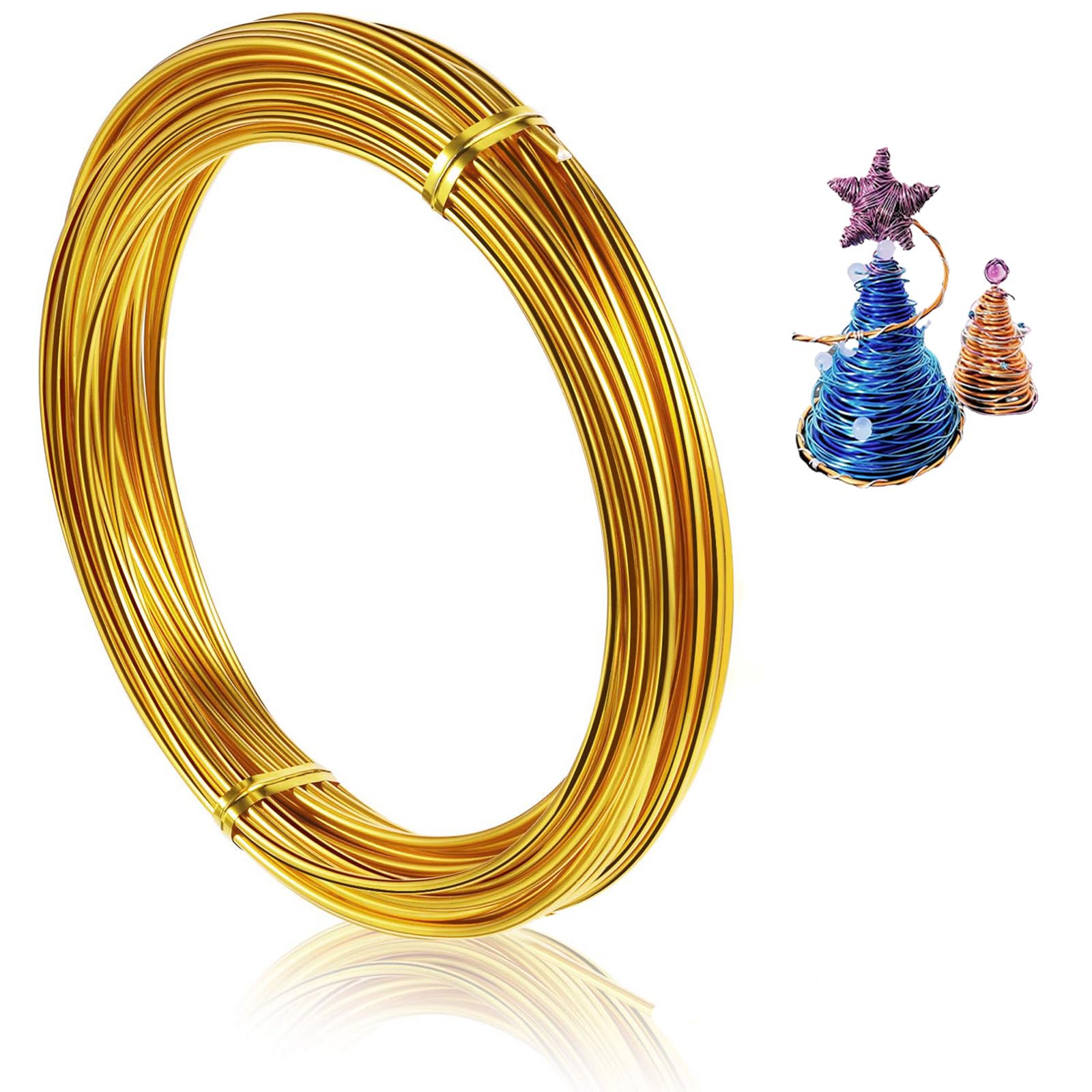 12 Gauge 2mm Gold Aluminum Craft Wire - 30m Bendable, Flexible for Jewellery, Floristry & Modelling