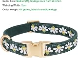 YUDOTE Soft Corduroy Dog Collar Jacquard Ribbon Floral Medium Green view 3