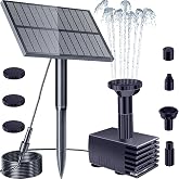 Biling Upgraded Solar Fountain Pump Kit with Ground Stake for Bird Bath | Adjustable Solar Panel, Brushless Low-Consumption Motor, 4 Spray Nozzles, ECO Solar Power for Garden Fish Tank