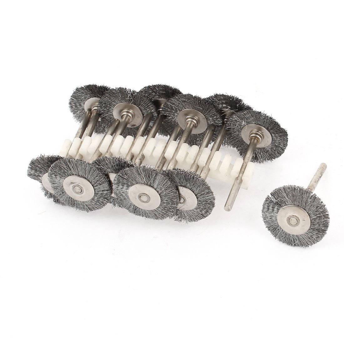sourcingmap 12pcs 3mm Shank 1" Metal Brush Polishing Buffing Wheel Rotary Tool