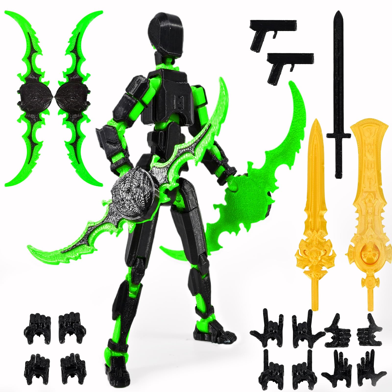 Photo 1 of **2 pack***Memogizz t13 Action Figure Set, Pre-Filled Easter Egg with 3D Printed Toy, Easter Basket Stuffers for Adults, 1Pack, GreenBlack