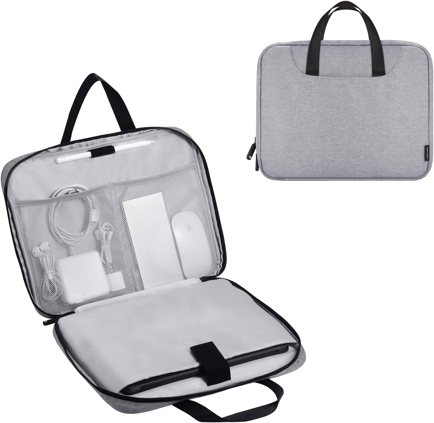 Comfyable Tablet Sleeve for iPad Pro 12.9 2020 with Smart/Magic Keyboard - Laptop Sleeve with Handle and Multi-Pocket for MacBook Pro 13-inch 2016-2020 an MacBook Air 2019-2020, Grey