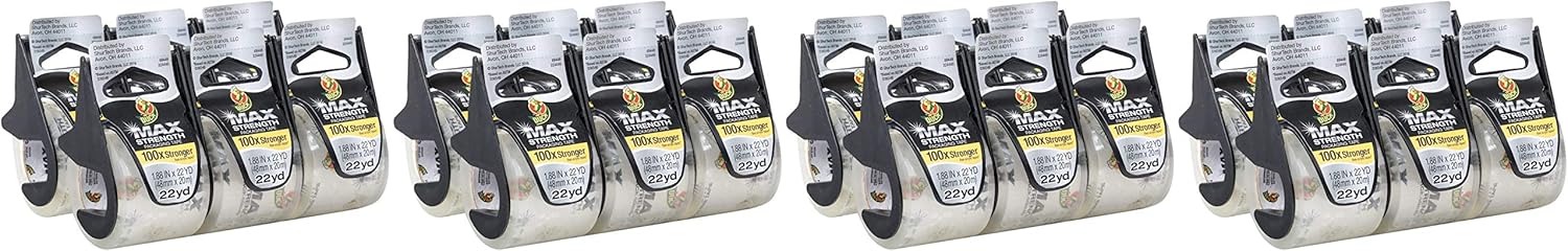 Duck MAX Strength Packing Tape With Dispenser, Clear, 6 pk, 1.88" x 22 yd., 284983: Industrial & Scientific