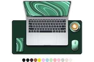 METEOROCK Non-Slip Desk Pad, 24" x 14" Large Mouse Pad, PU Leather Desk Mat with Suede, Laptop Desk Pad, Waterproof Keyboard Pad, Desk Blotter for Office/Home/Decor (Dark Green)