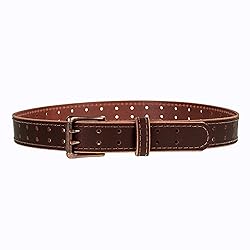 Men’s Classic Leather Belt, Double Prong Retro