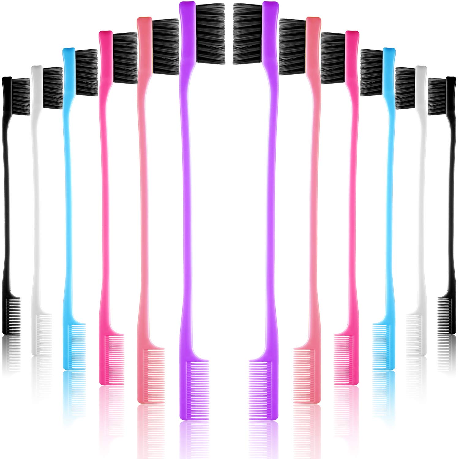 Photo 1 of Yaomiao 12 Pieces Hair Edge Brushes Double Sided Edge Hair Comb Natural Styling Eyebrow Combs, Smooth Grooming for Women, 6 Random Colors