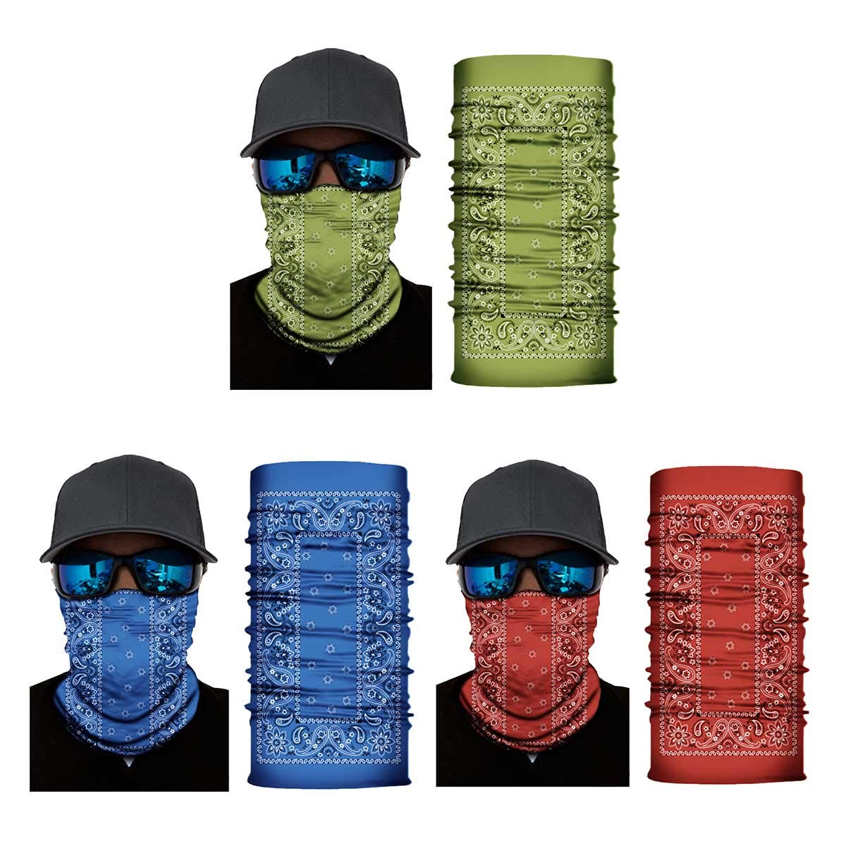 Aquarias Unisex 3 Pieces Bandana Face Mask - Headwear Bandana Face Cover Mask,Headband Scarf Neck Gaite Washable Breathable Dust Proof Motorbike Beard Covering Masks for Men & Women (Henna) Multi