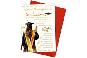 Granddaughter Graduation Card - Proud of You & Congrats on Your Amazing Achievement, Graduation Greeting Card Gift for Grandd
