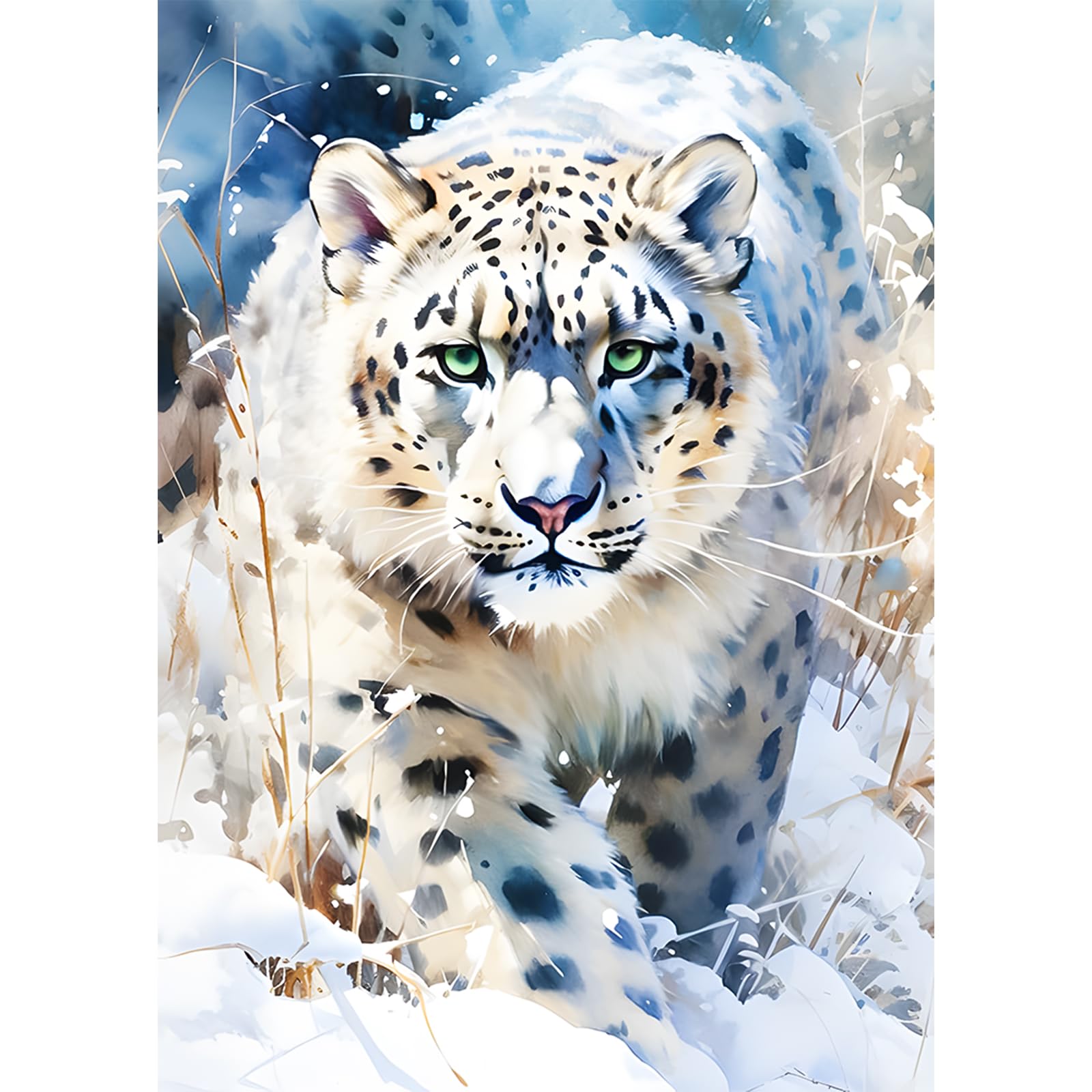 AIRDEA 5D Snow Leopard Diamond Art Painting Kits, Leopard Animal DIY Full Drill Crystal Rhinestone Painting Art Kits, Embroidery Painting Art Picture Crafts for Home Wall Decor 30x40cm — image 1