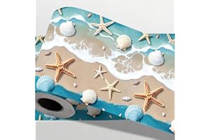 CONCHLERY Oceans Wallpaper Stick Border Self Adhesive Shells Wallpaper Peel and Stick Removable Beaches Wall Decal for Living