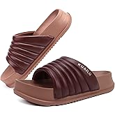 KuaiLu Womens Sandals with Arch Support Orthopedic Comfortable Lightweight Cushion Recovery Slides Summer Fashion Leather Casual Womans Plantar Fasciitis Sandals for Indoor&Outdoor (US Size 6-12)
