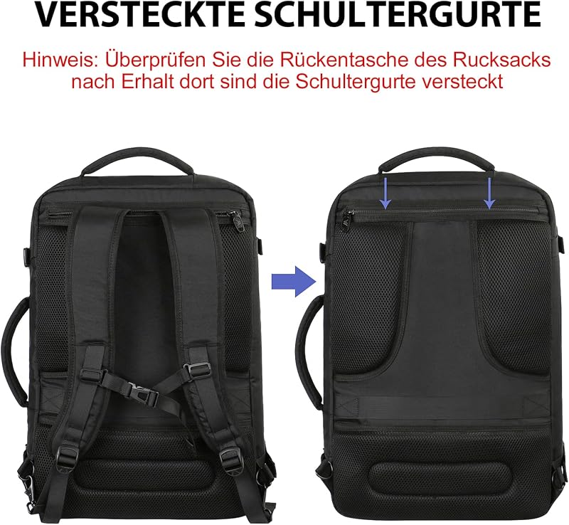 Ryanair Handgepäck 40x30x20, Handgepäck Rucksack Flugzeug Herren 24L