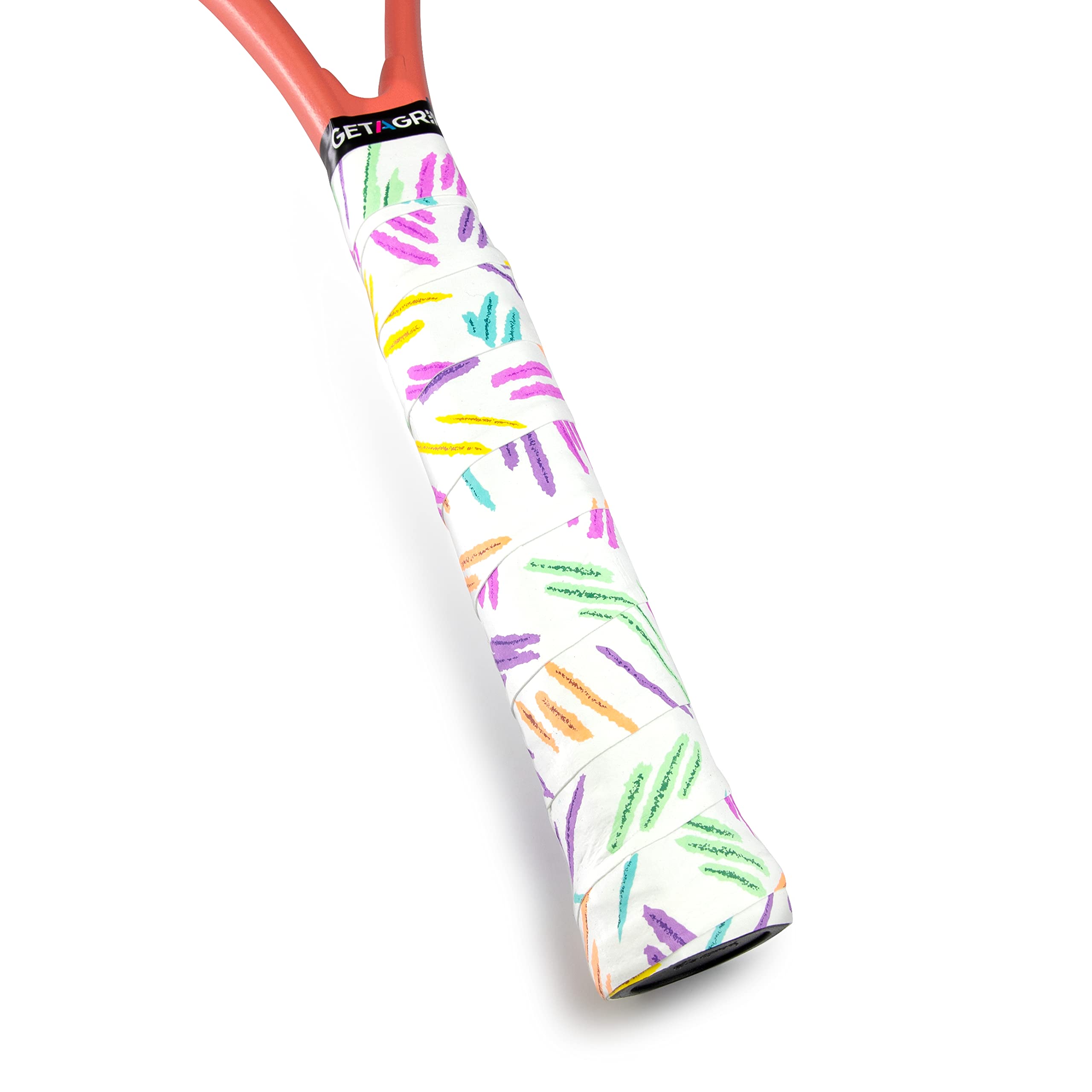 GET A GRIP - Custom Tennis Racket Grip Tape - Anti-Slip/Quick-Drying Tennis Overgrips - Precut Badminton Racket Grip with Finishing Tape - Squash Racket Grip Tapes (Spring & Bounce, 1)