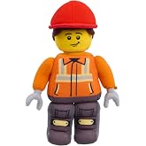 LEGO Minifigure Small Plush Construction Worker, Builder Plush Toy | Inspired by LEGO Minifigures, Career Character Plush, by Just Play, Holiday Stocking Stuffers, Gifts, Presents, Ages 4+