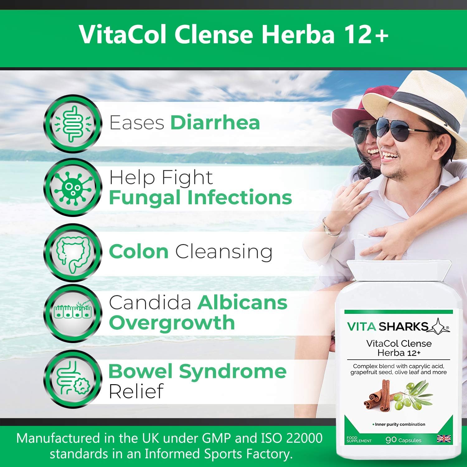 VitaCol Cleanse & Clear Herba 12+ Immunity Boosting Bowel & Colon Cleansing Vegan Formula. 12 Natural Kosher Ingredients for Digestive Health & General Body Detox - Image 4