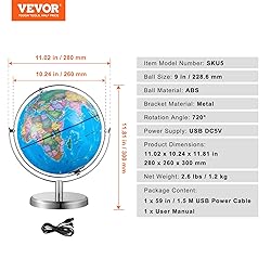 VEVOR Illuminated World Globe with Stand, 9