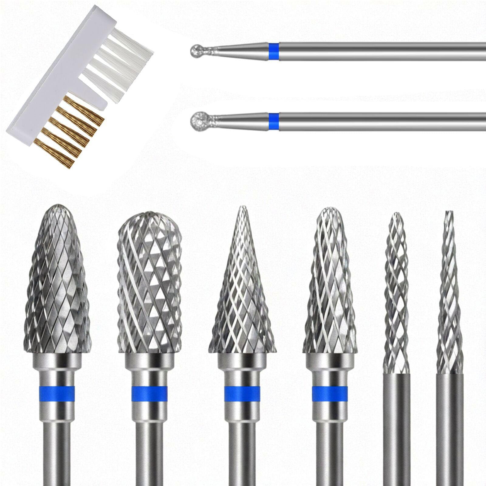 8pcs Nail Drill Bits, Electric Nail File Bits Comes With A Cleaning Brush, Professional Nail Drill - 8 Different Sizes, E File Drill Bits For Manicure, Pedicure, Nail Care