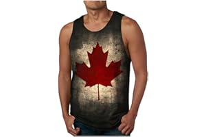 Canada Tshirts for Men Sleeveless Crewneck 1st July Patriotic Tank Top Casual Maple Leaf Canadian Flag Blouse Tee