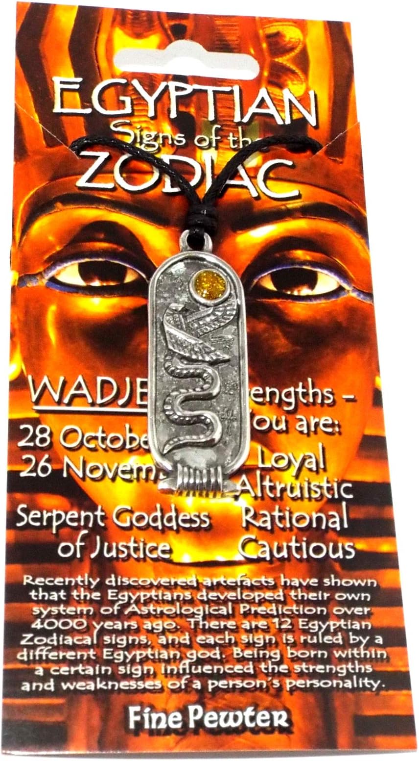 Wadjet (Defender Justice) Egyptian Cartouche Pendant (Lucky Astrology Necklace) by Interesting Times