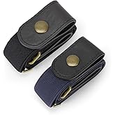 WHIPPY 2 Pack Buckle Free Comfortable Elastic Belt for Women or Men, Buckle-less No Bulge No Hassle Invisible Belts