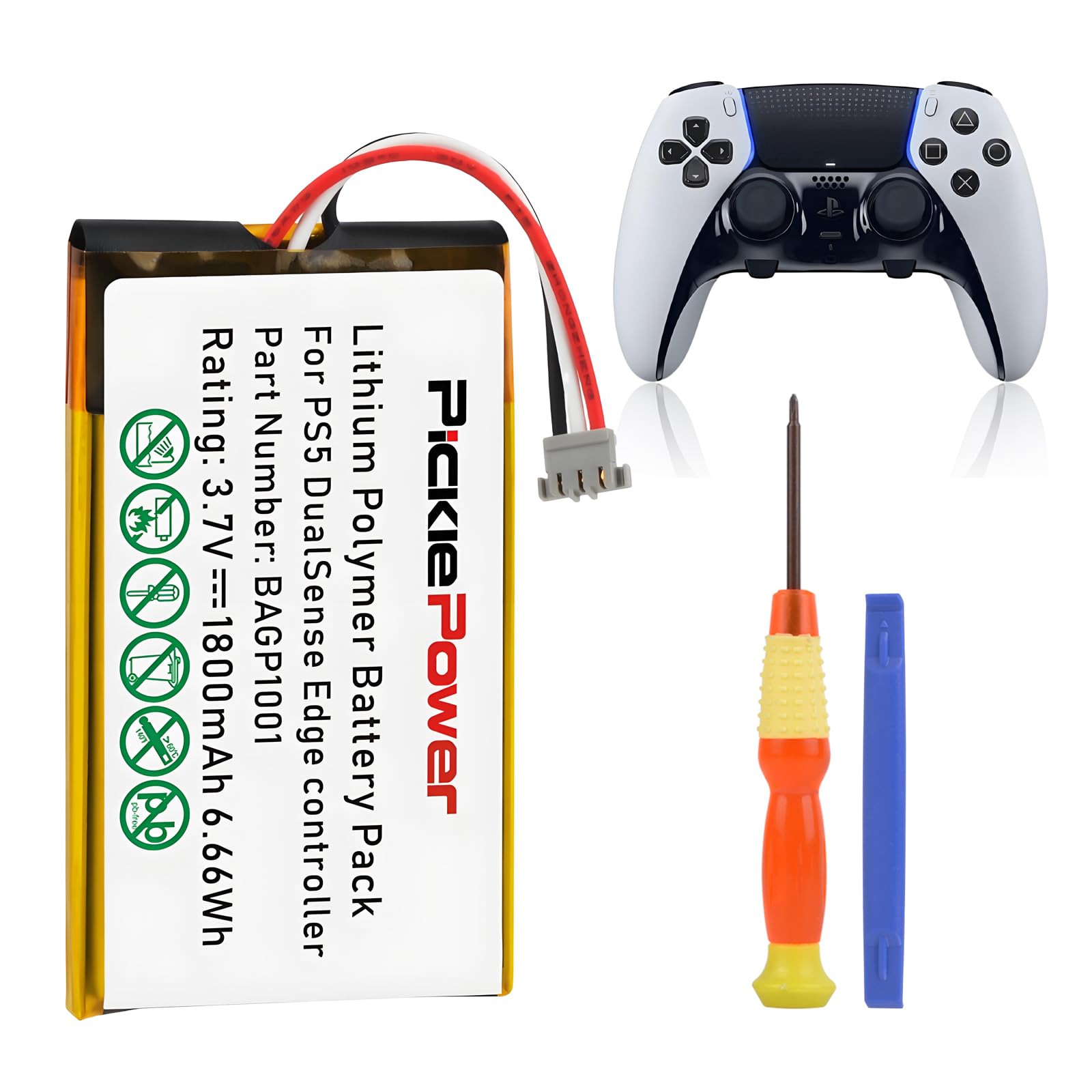 Pickle Power 1800mAh Rechargeable Battery Compatible with Sony PS5 Dualsense Edge Wireless Controller