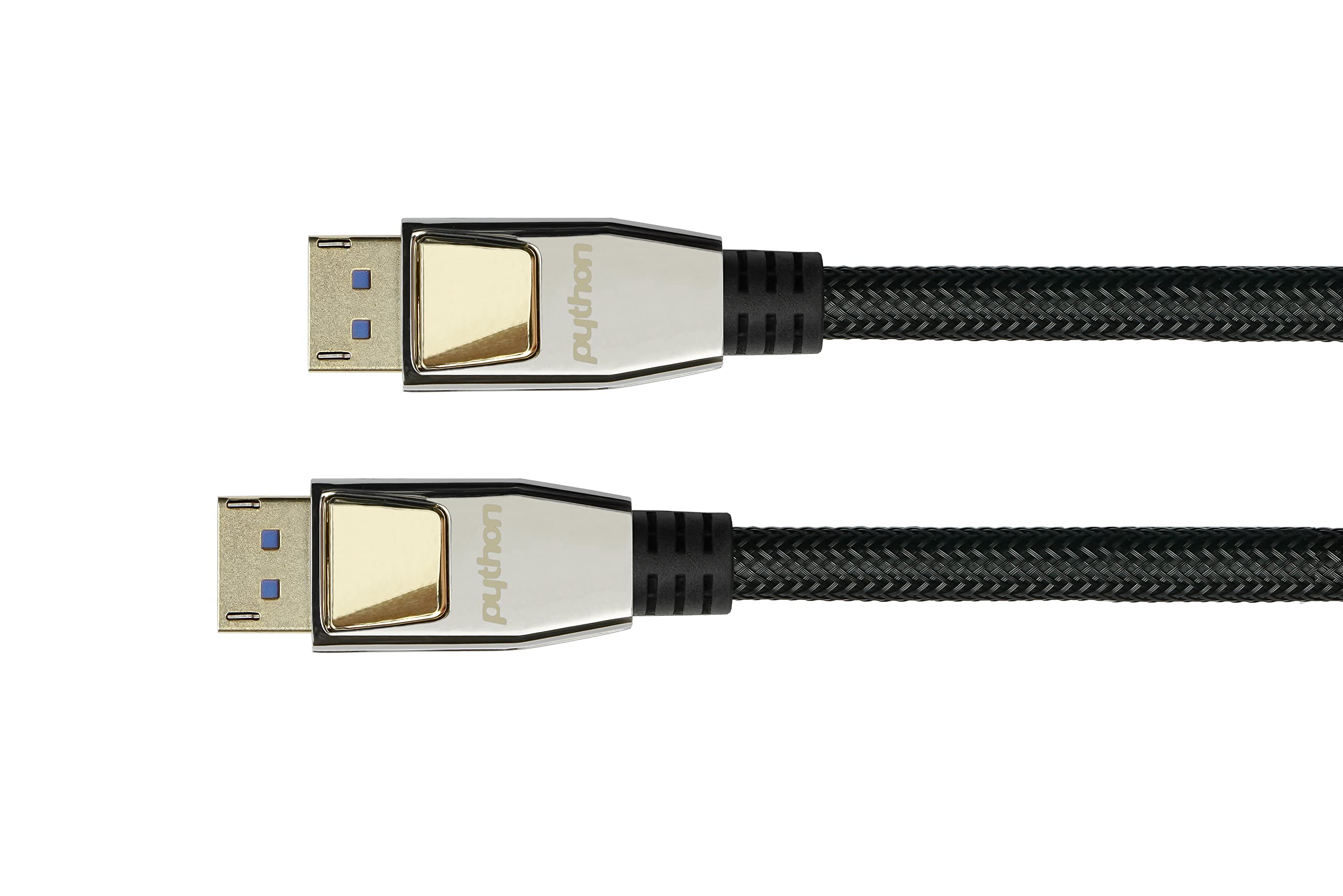 Python Premium DisplayPort 2.0 Cable - 3 m - 54 Gbit/s, UHBR 13.5-4K @240Hz / 8K @60Hz - Copper Conductor - Nylon Braided - Black