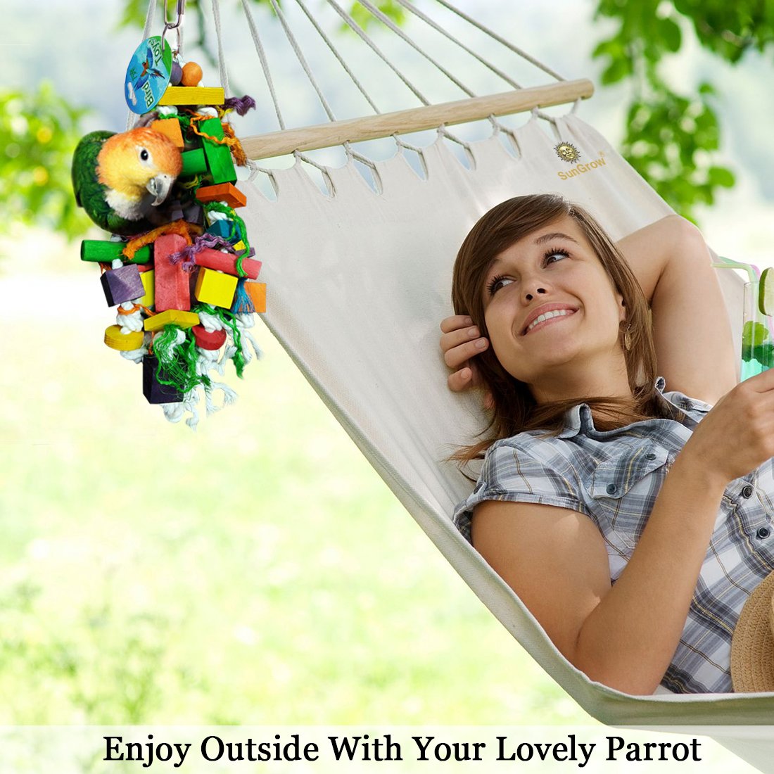 Bird Chewing Toy by SunGrow –The Perfect Parrot Toy; Aids in the Physical & Psychological Being of your Parrots; Safe to Chew; 100% Natural & Non-Toxic