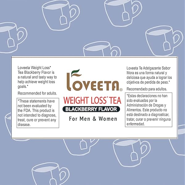LOVEETA WELLNESS WEIGHT LOSS TEA BLACKBERRY – 15 TEA BAGS (GMO FREE, GLUTEN FREE, DAIRY FREE, SUGAR FREE & 100% NATURAL)