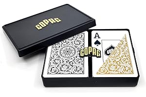 Copag 1546 Design 100% Plastic Playing Cards, Bridge Size (Narrow) Black/Gold (Jumbo Index, 1 Set)