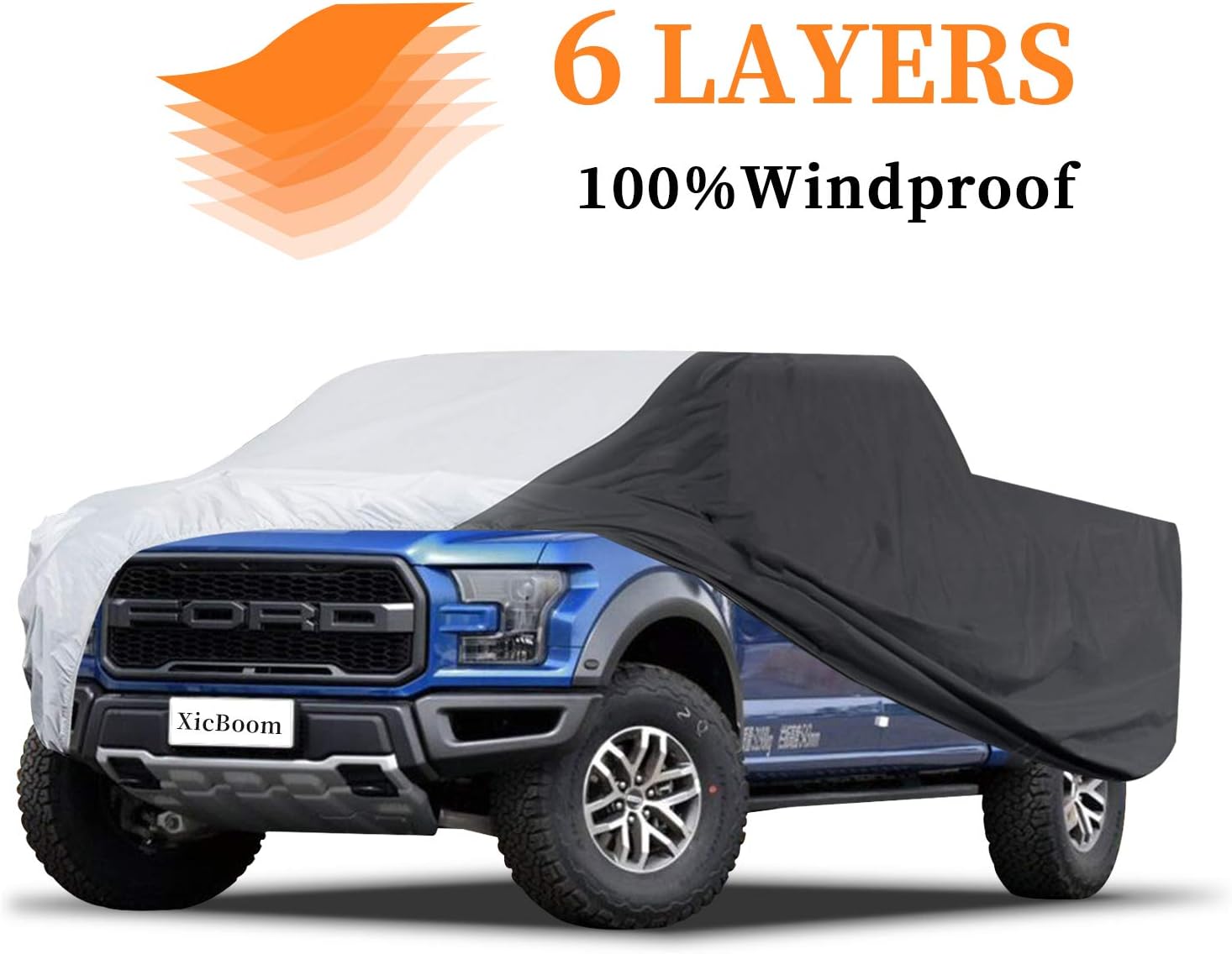 XicBoom Truck Car Cover 6 Layers, Waterproof All Weather, Indoor/Outdoor Full Cover, Sun Rain