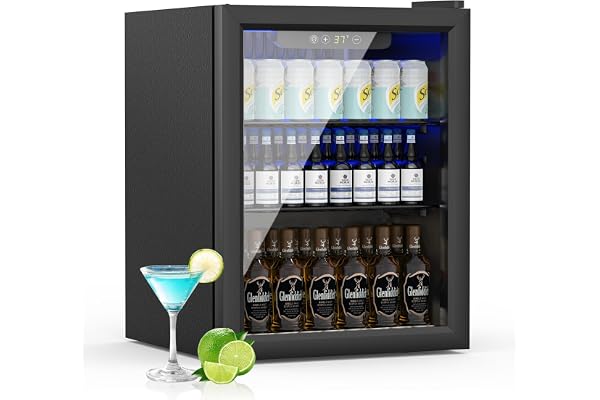 DOGHLY 1.7 Cu.ft Beverage Refrigerator Cooler, 72 Cans Mini Fridge with Glass Door, and Temperature controllable switch for Soda, Beer or Wine For Office or Bar with Removable Shelves