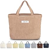 Sminra Corduroy Small Tote Bible Bag for Women, Mini Daily Handbag Cute Aesthetic for Book, Essential, Water Bottle Organizer