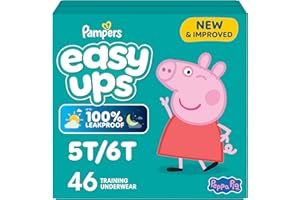 Pampers Easy Ups Girls & Boys Potty Training Pants, Size 7 (5T6T), Peppa Absorbent Training Underwear, Up to 100% Leakproof D