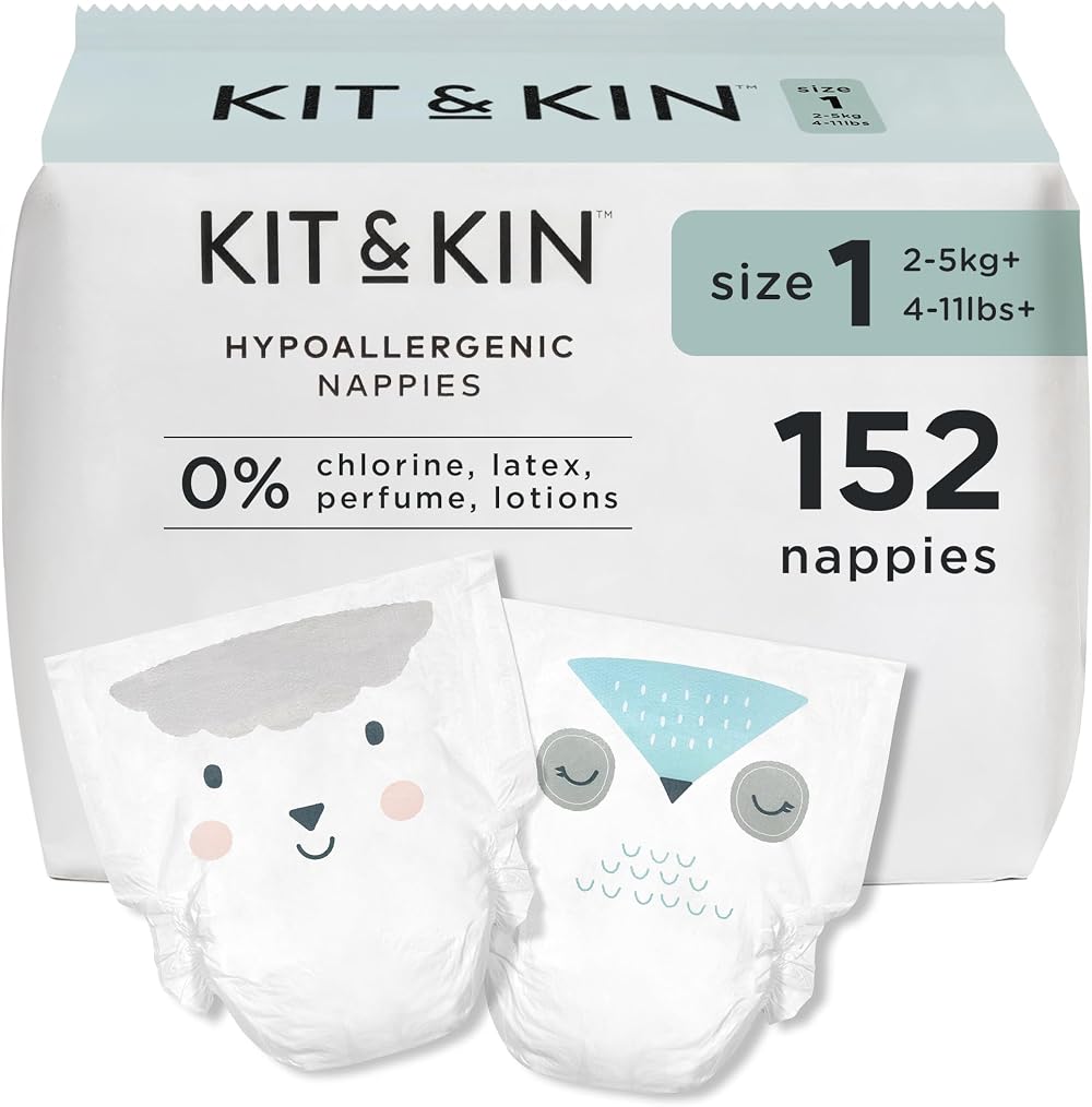 Kit & Kin Premium Baby Nappies Size 1 Newborn 152 Nappies
